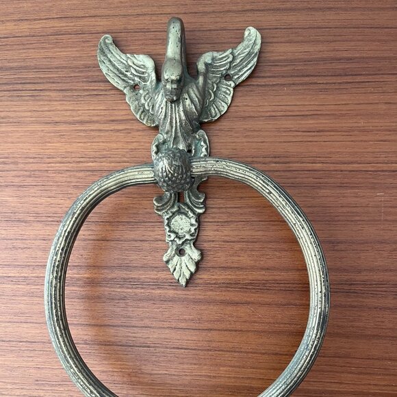 Vintage Brass Eagle Towel Ring - Picture 1 of 4